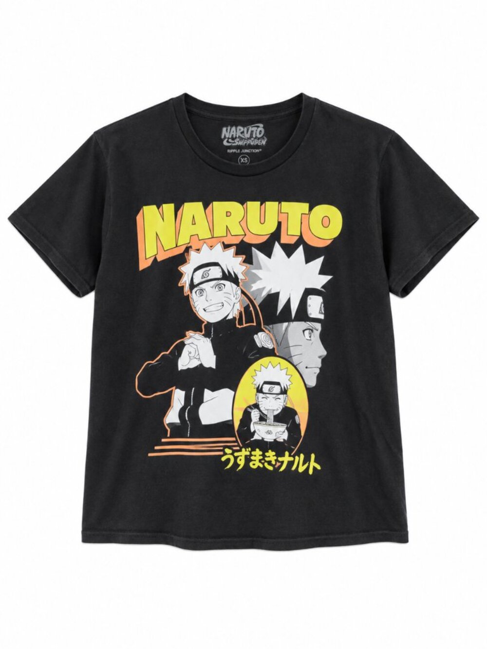 Official Ripple Junction Naruto Shippuden graphic T-shirt, Black, Size XS.